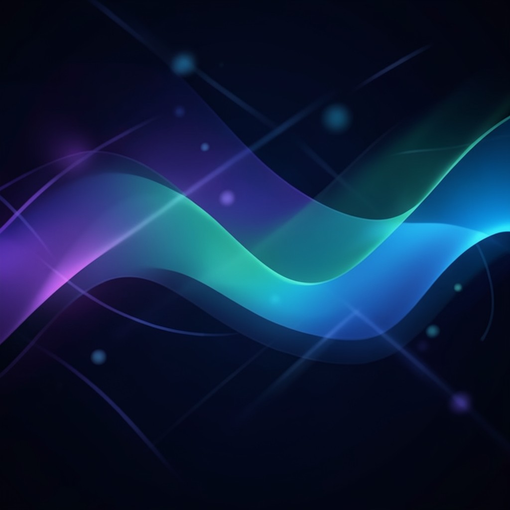 Abstract flowing gradient waves in purple, green, and blue representing blockchain network energy